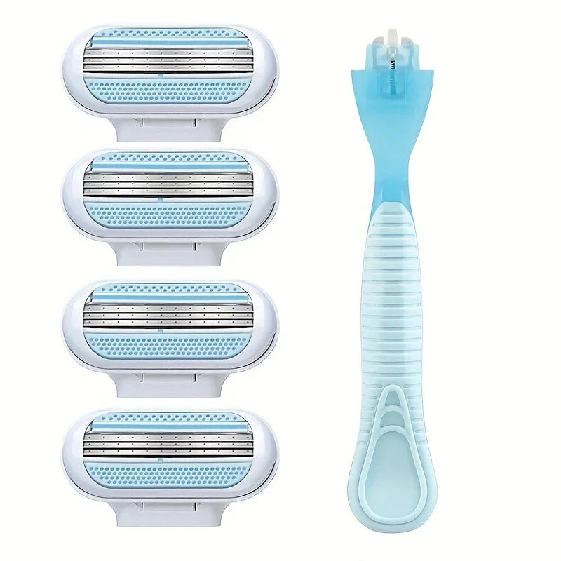 Essentiële Vrouwen VeiligheidsScheermes: 3-Laags RVS Handmatige Bladen voor Lichaam, Bikinilijn en Onderarmhaarknippen - Compact en Handig voor Scheren Onderweg