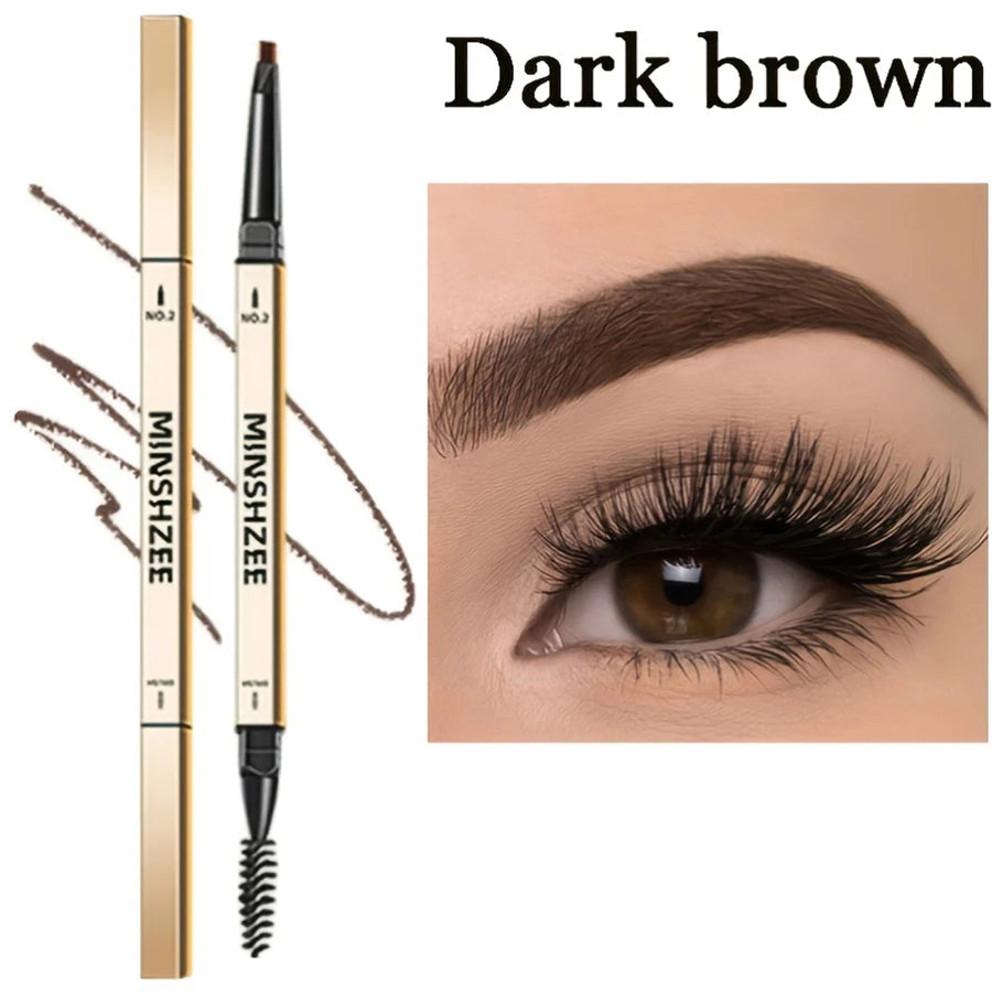 Vlekbestendige Waterdichte Matte Oogbrowpen - Dubbelzijdige Langdurige Bruine Tint met Precisiekwast voor Perfecte Wenkbrauwen!