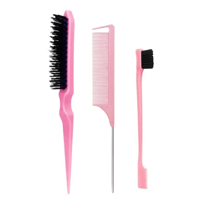 Ultieme 3-delige Haarstyling Kam Set - Teasing Borstel, Rat Tail Kammen & Rand Borstel voor Perfecte Vlechtstyling!