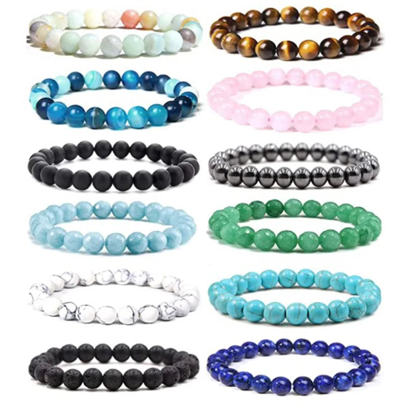 Elegante 8 mm Elastische Armband met Vulkan- en Tijgeroogstenen - Gemaakt van Premium Kristalpoeder