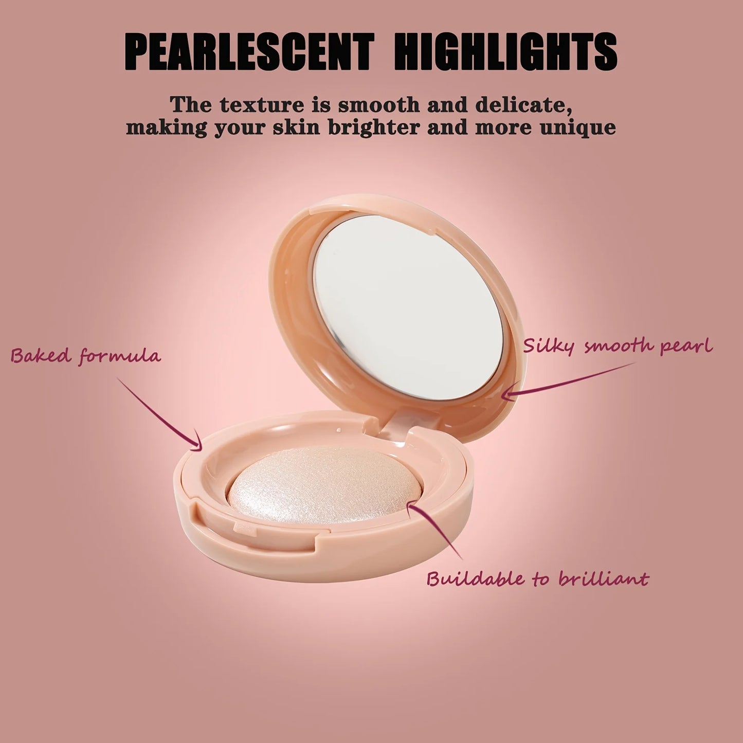 Stralende Glow Highlighter Palette, Luminous Pearl Shimmer Finish, Zijdeachtige Gebakken Poeder voor een Natuurlijke Glans