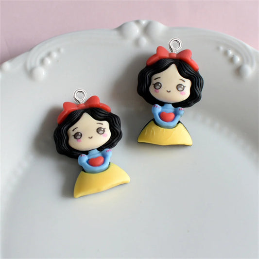 Kawaii Princess Girl Charms Resin Cartoon Pendants DIY Necklace Earrings Keychain Craft Supplies