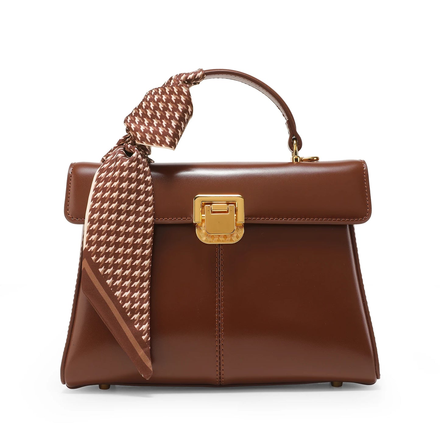 Chic & Veelzijdige ITAMOOD Echt Leren Handtas: Luxe Dames Schoudertas met Stylish Sjaal Detail