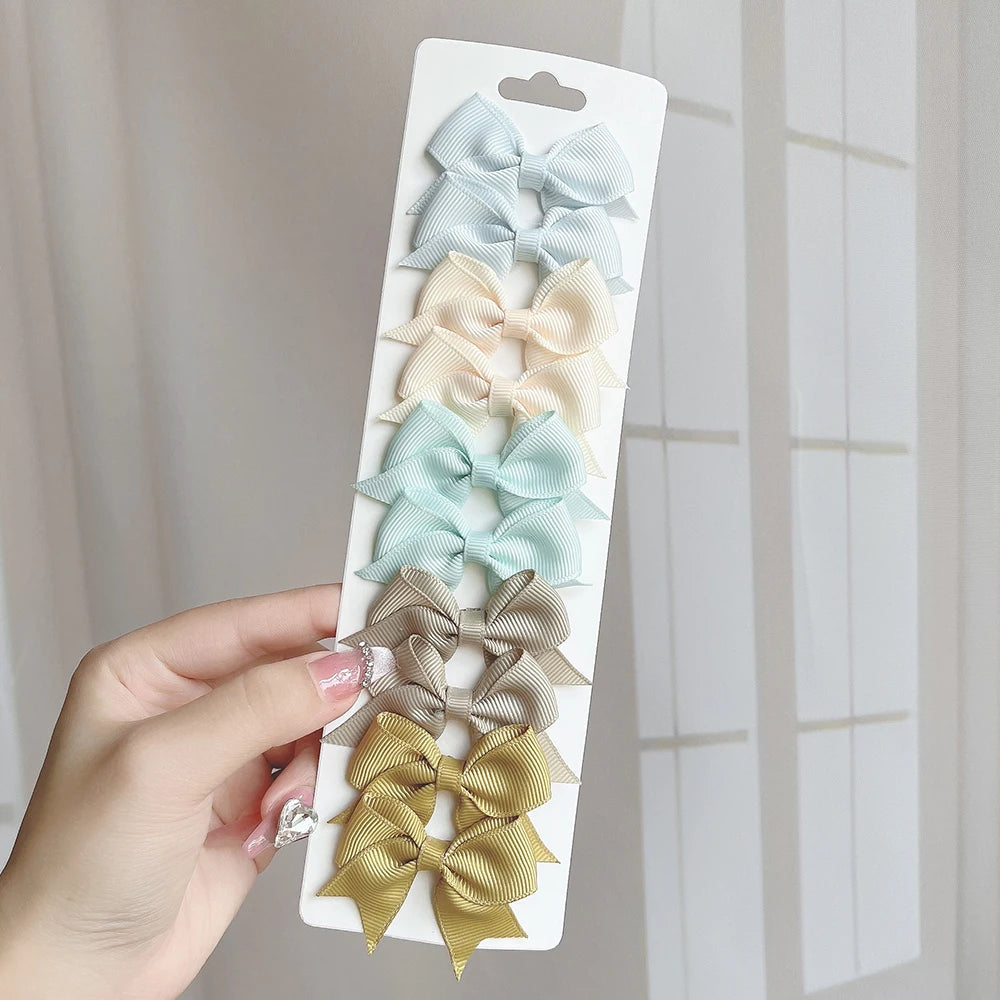 Charmante 10-delige set van 1,9'' effen kleur lint haarclips voor meisjes – Schattige handgemaakte strik mini haarspeldjes voor stijlvol haaraccessoires!