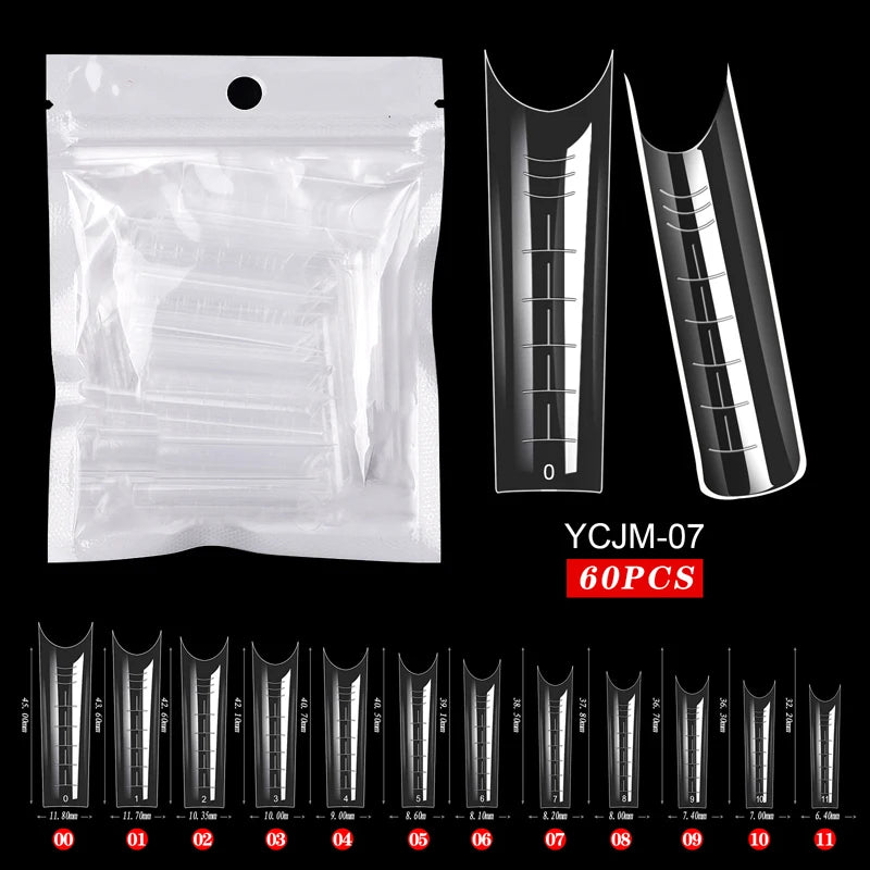 60 stuks Nagelverlengingsvormen voor Snelle UV Gel Polish Toepassing - Perfect voor Acrylnagels en Valse Nagelkunst met Dual System Manicure Accessoires!