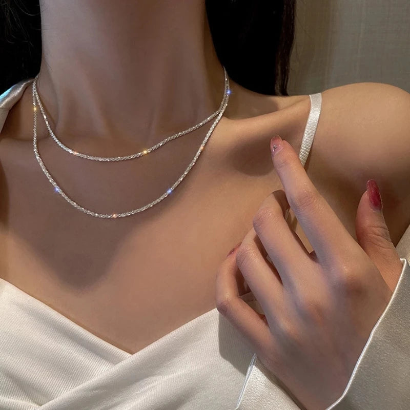 Adembenemende Sprankelende Halsketting voor Dames - Elegante Sleutelbeen Choker Mode Sieraden Perfect voor Trouwen, Feesten en Verjaardagscadeaus