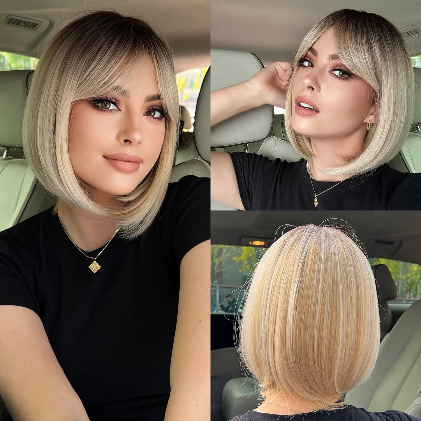 Luxueuze Bourgondische Bobperruque met Stijlvolle Pikkerige Pony - Warmtebestendig Synthetisch Haar voor Moeiteloze Elegantie