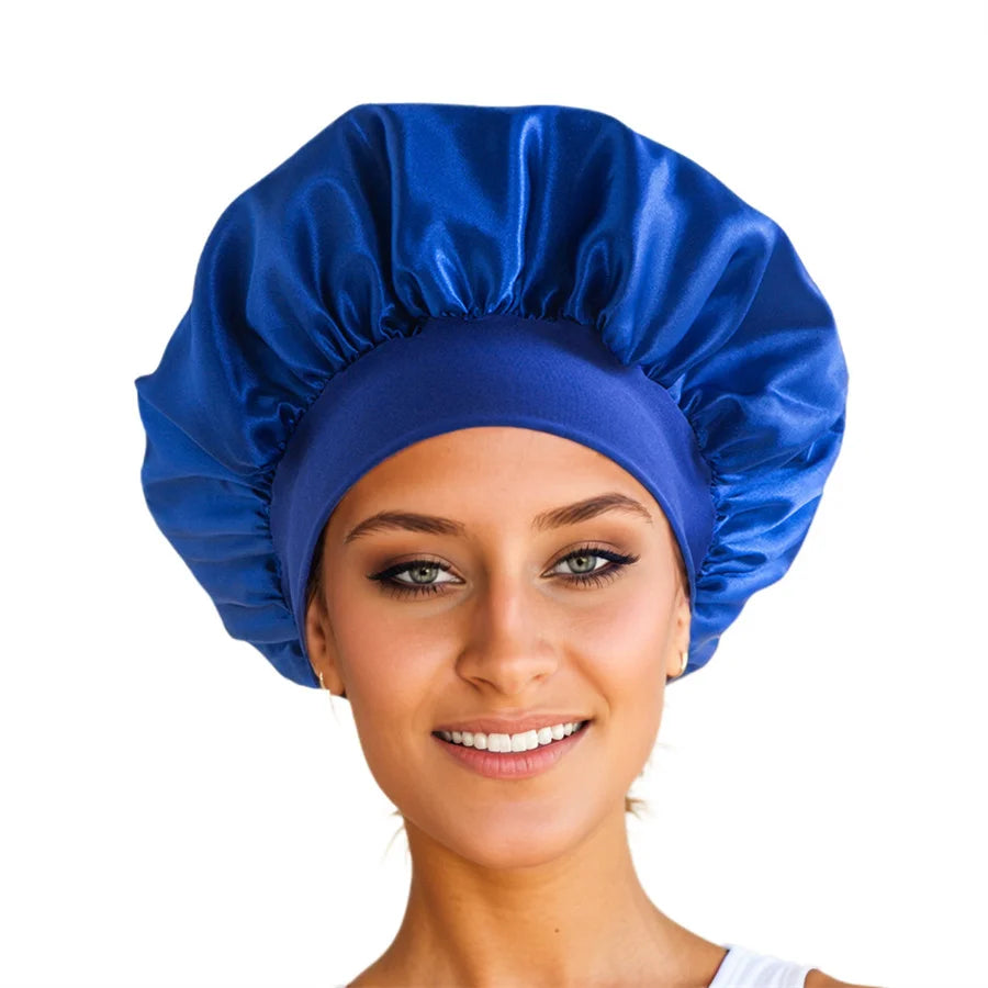 Luxueuze Extra Grote Zijde Bonnet voor Vrouwen met Brede Rand - Stijlvolle en Comfortabele Slaapmuts voor Dagelijks Gebruik