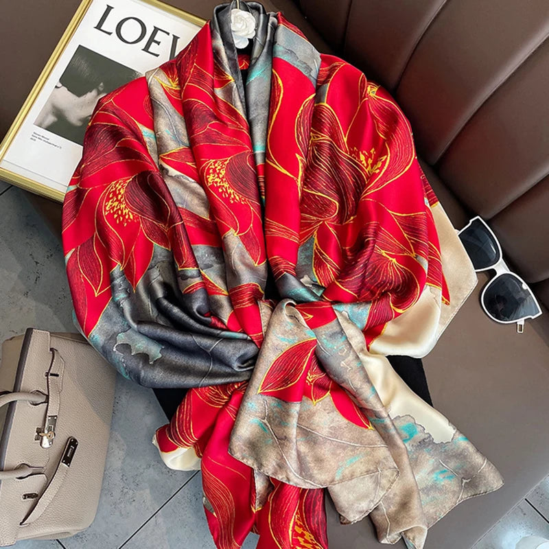 Luxueuze Lente Zijde Sjaal voor Vrouwen - Zachte en Glad Hoofdband Sjaal, Perfect voor Stranddagen (85x180cm)
