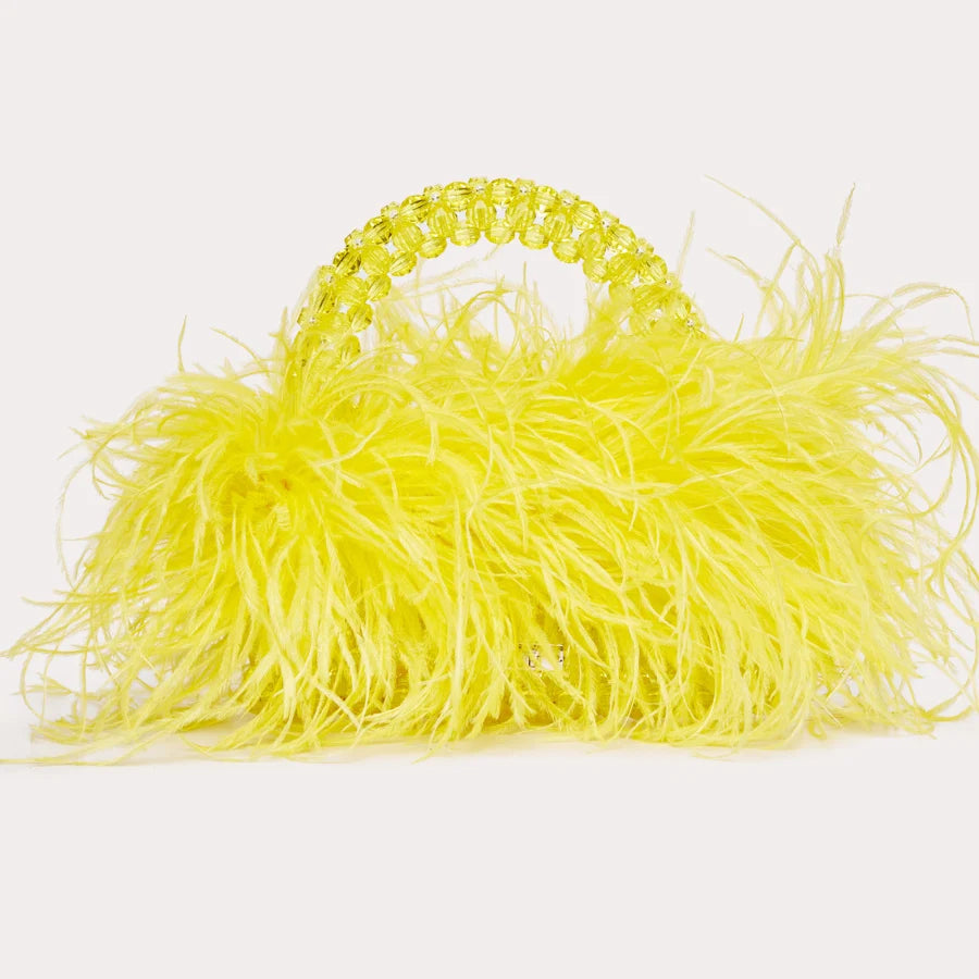 Chic Parelsnoer & Veer Bont Handtas - Designer Acryla Kristallen Doos Tote voor Dames, Handgemaakte Elegantie voor Feesten