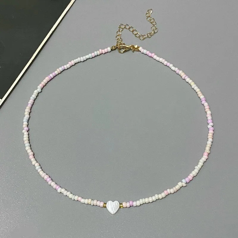Vibrant Hart Ontwerp Zaadparel Choker Ketting voor Meisjes - Perfecte Lente/Zomer Accessoire, Ideaal voor Groothandel & Dropshipping!