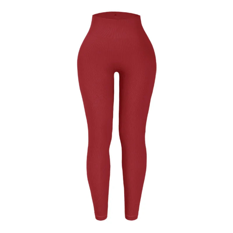 Verhoog je training met hoge taille naadloze gebreide yoga leggings voor vrouwen - stijlvol, slankmakend en perfect voor hardlopen en fitness!