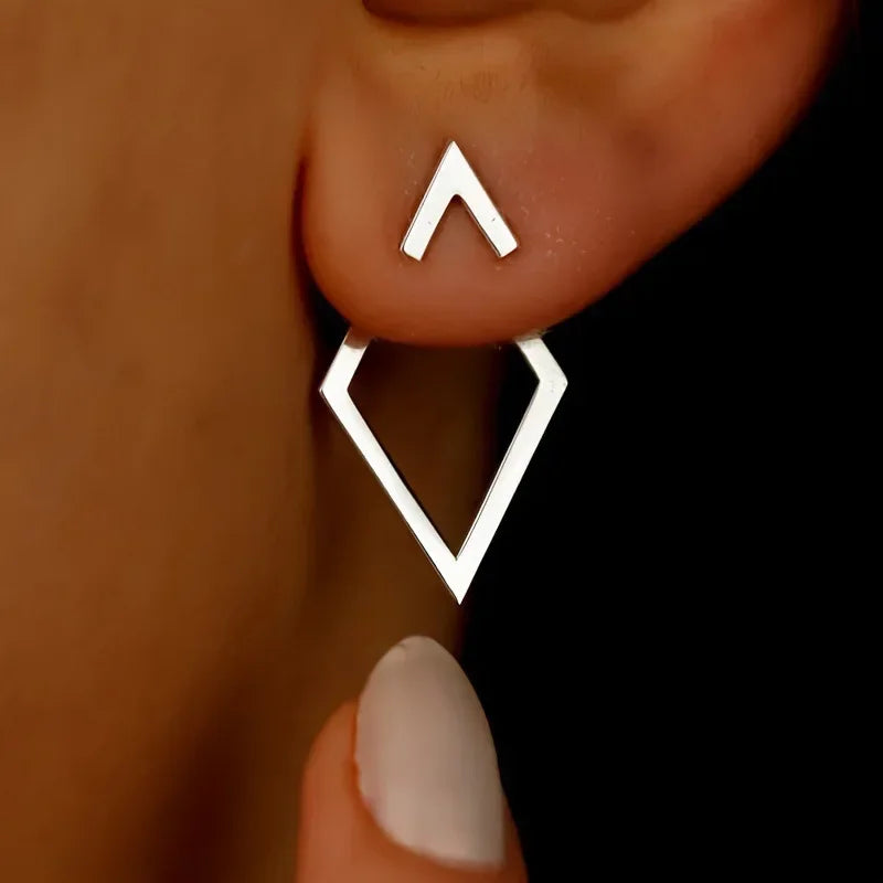 Chic Retro Minimalistische Geometrische Vierkante Afneembare Driehoek Stud Oorbellen - Perfecte Mode Accessoires voor Vrouwen & Ideale Feestcadeaus!