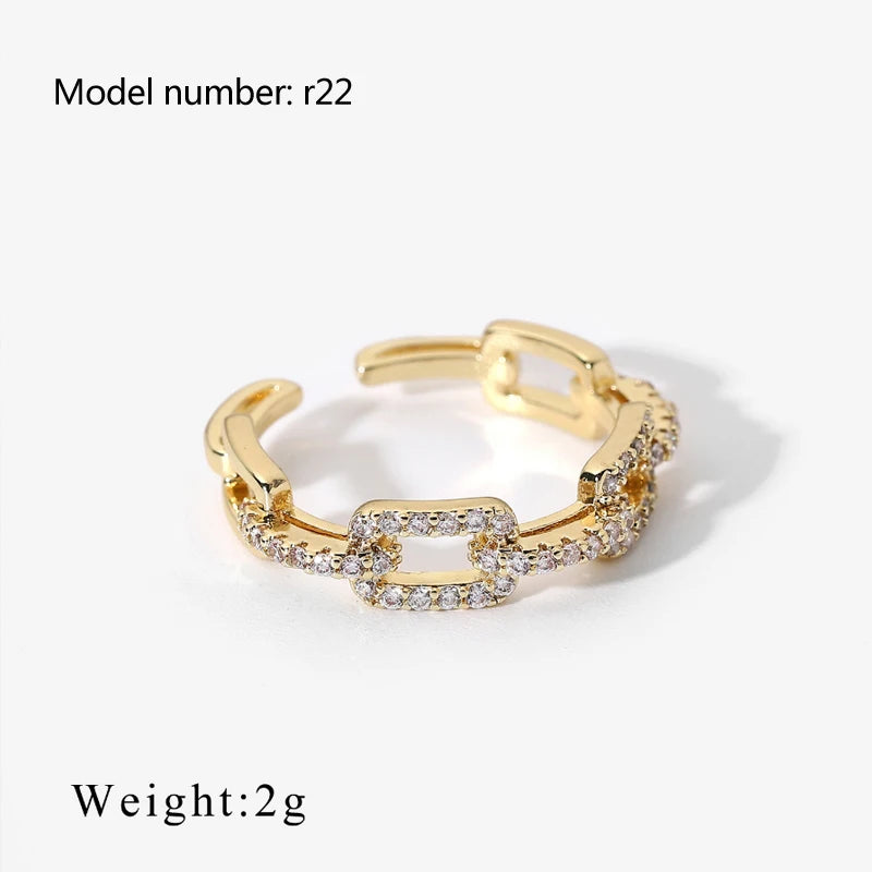 2025 Retro Hollow Zirconringen voor Vrouwen – Luxe Gouden Slangontwerp Trendsettende RVS Sieraden