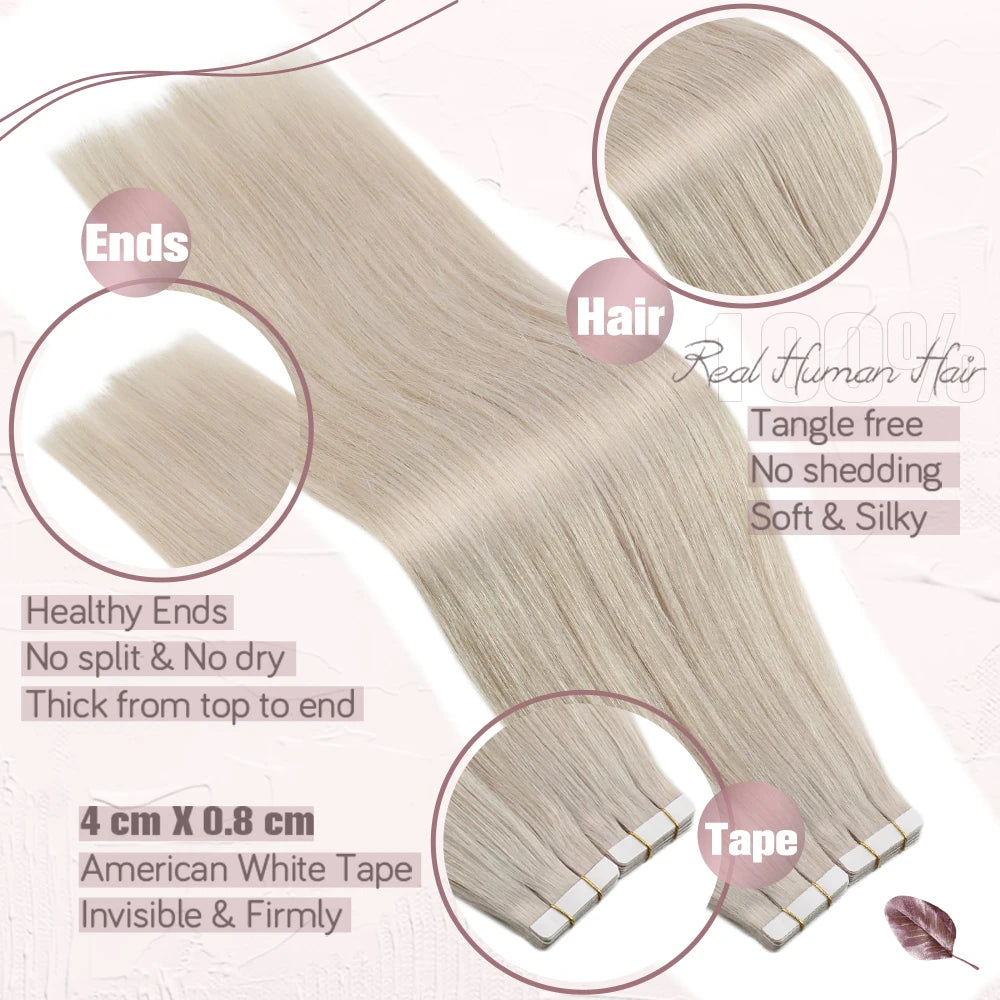 Luxe Ugeat Tape-In Haarextensions met Echt Braziliaans Remy Haar – Strak, Naadloze Huidband voor Prachtige Balayage Stijlen (20P/40P)