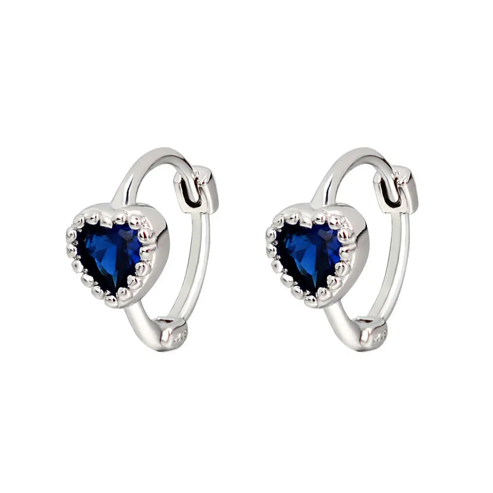 Charmante Huggies Oorringen Set - Kleurrijk Vierkant en Hart Ontwerp in Paars, Wit, Groen, Blauw en Rood - Elegante Kleine Hoopearrings voor Vrouwen en Meisjes, Perfect Trouwringen
