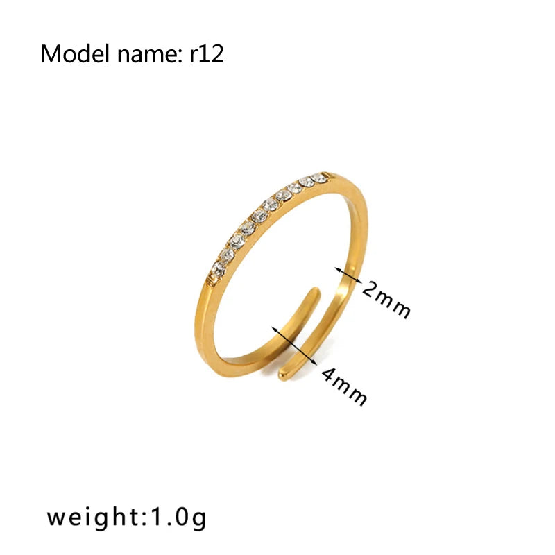 2025 Retro Hollow Zirconringen voor Vrouwen – Luxe Gouden Slangontwerp Trendsettende RVS Sieraden