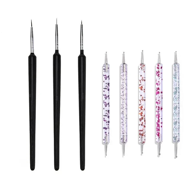 Ultimatieve Nail Art Penseelset: 5 of 20 Professionele Ontwerptools voor Indrukwekkend Schilderen, Tekenen en Dots - Perfect voor Manicures!