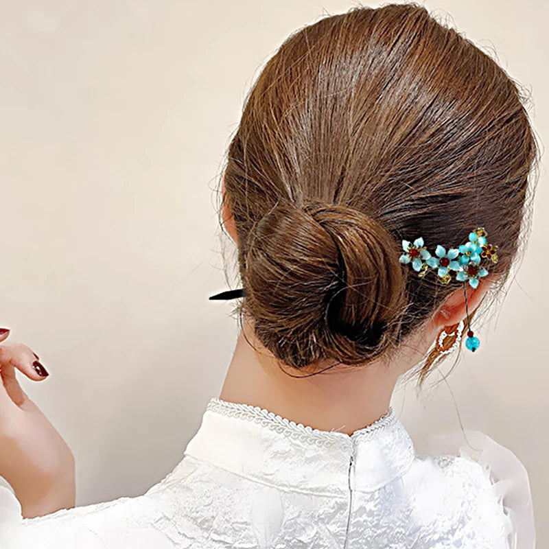 Elegante Handgemaakte Vintage Chinese Haarkammen - Luxe Bloemige Haarspelden voor Huwen en Speciale Evenementen