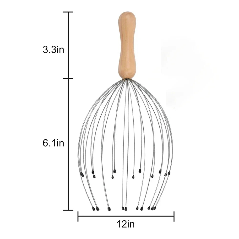 Ultieme Octopus Hoofd Massager met 24 Zachte Vingers voor Scalp Ontspanning en Haarverzorging