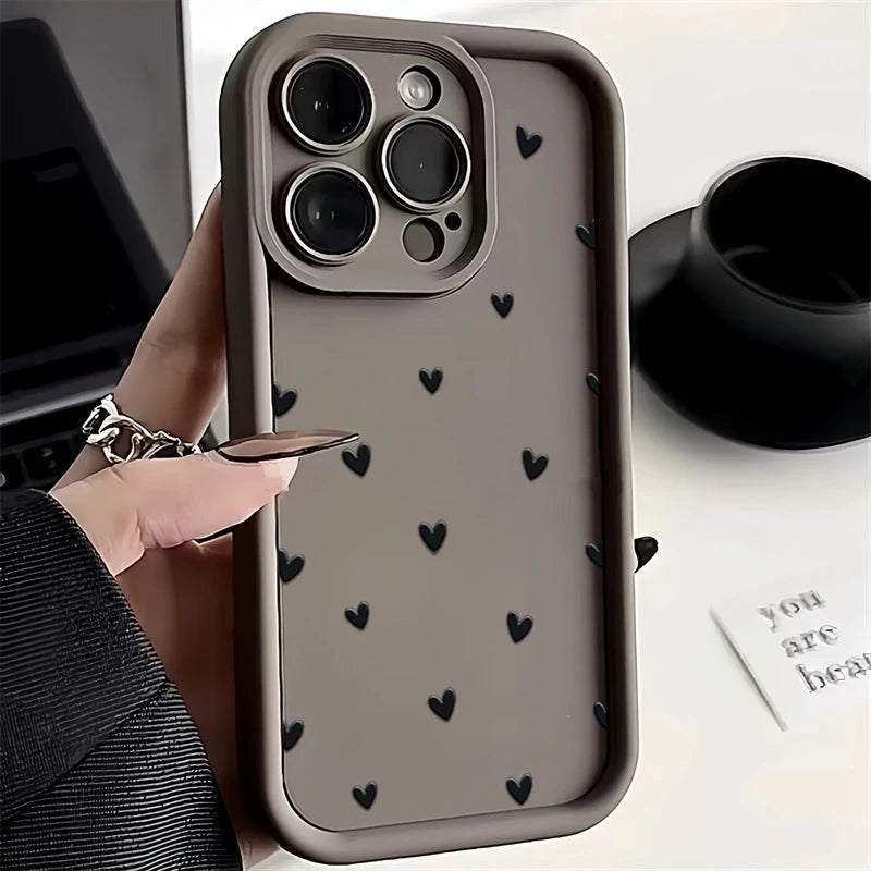 Stijlvolle Matte Hart Motief Telefoonhoes voor iPhone 16, 15, 14 Pro Max, 16E, 13, 12, 11, Mini, 7, 8 Plus, XR, XS Max en SE - Zachte en Schokbestendige Bescherming!