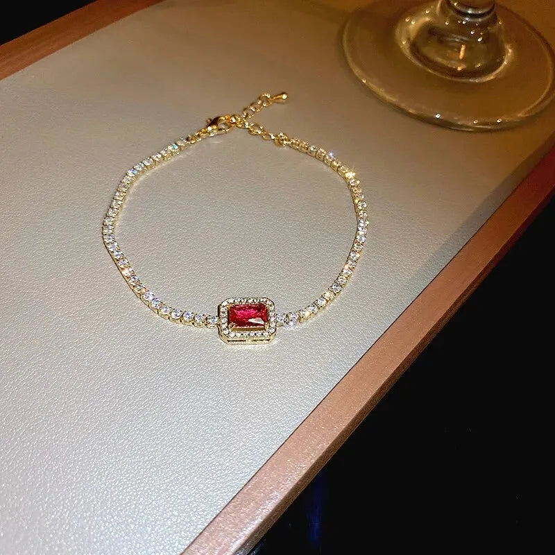 Elegante Koreaanse Vierkante Zirkonia Verstelbare Armband voor Vrouwen - Een Vleugje Licht Luxe en Persoonlijkheid voor Bruiloften en Meer