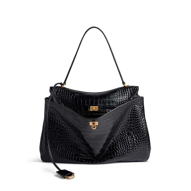 Elegante 2025 Luxe Rodeo Damestassen: Echte leren tote bags met chique gouden gespen voor lente en herfst