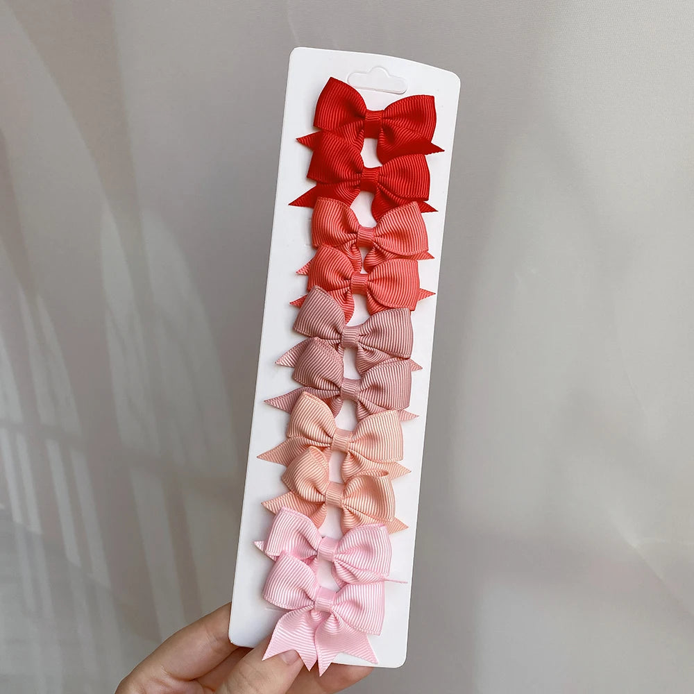 Charmante 10-delige set van 1,9'' effen kleur lint haarclips voor meisjes – Schattige handgemaakte strik mini haarspeldjes voor stijlvol haaraccessoires!
