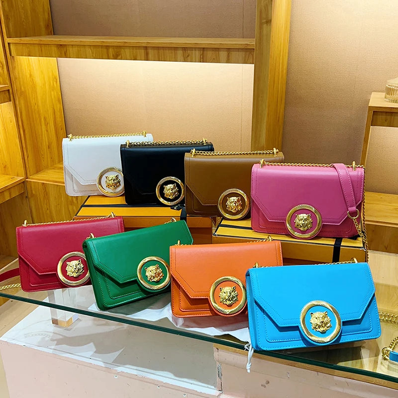 Trendyt 2024 Dames Leren Ketting Schoudertas - Chique Kleine Vierkante Crossbody & Casual Tote Messenger voor Stijlvolle Dames