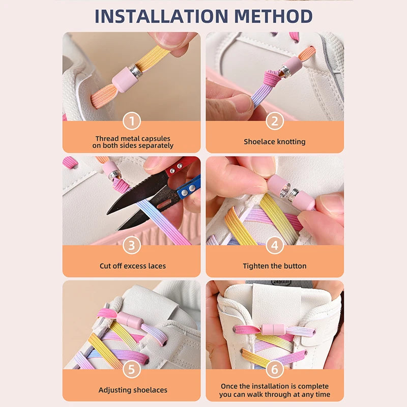 Kleurige Elastische Schoenveters zonder Knoop met Stijlvolle Gespen - Perfect voor Kinderen en Volwassenen!