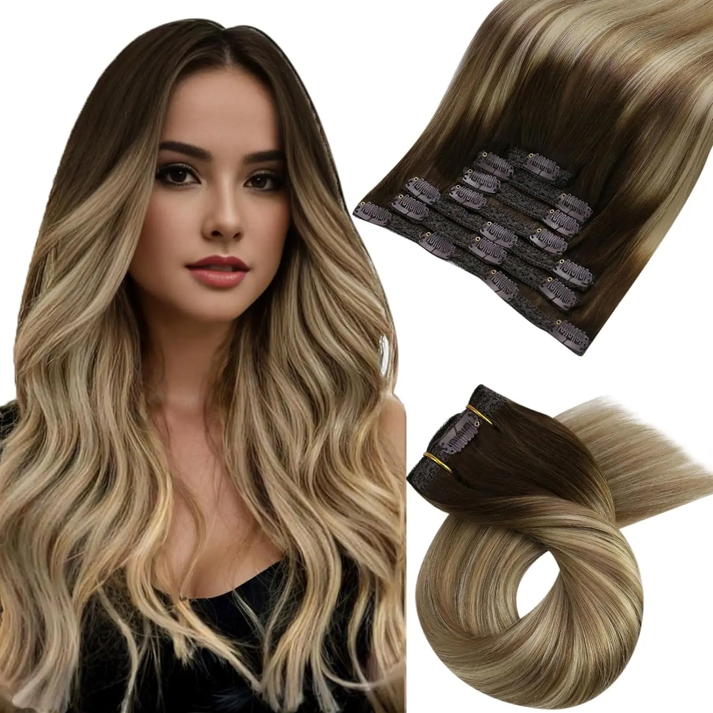 Transformeer je look met Moresoo Premium Clip-In Haarextensions - 100% Natuurlijke Remy Haar, Rechte Stijl, Verkrijgbaar in 5 en 7 Delige Sets!