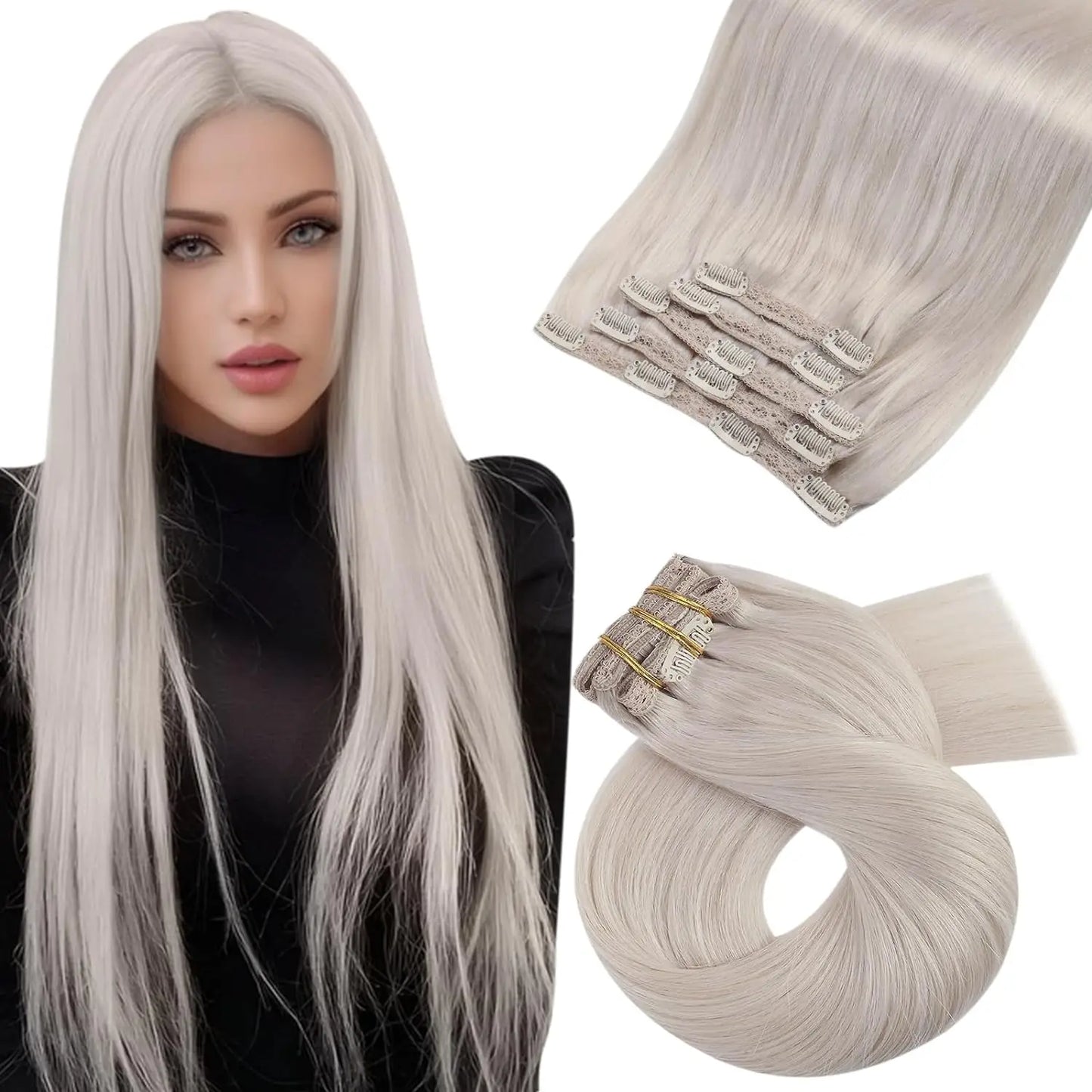 Transformeer je look met Moresoo Premium Clip-In Haarextensions - 100% Natuurlijke Remy Haar, Rechte Stijl, Verkrijgbaar in 5 en 7 Delige Sets!