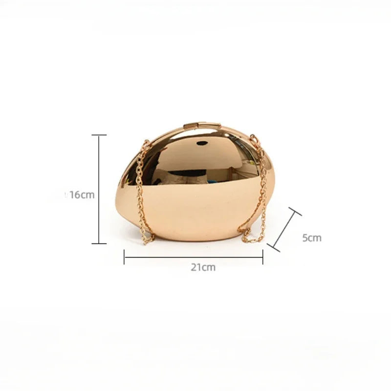 Chique Acrylaat Schelp Clutch Tas - Elegante Gouden & Zilveren Avondhandtas voor Vrouwen - Stijlvolle Glanzende Metalen Schouder- en Crossbodytas - Perfect voor Feesten!