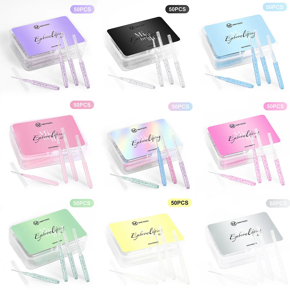 MAYOOC Mini Oogbrauwborstel Set – Wegwerp Oogbrowlifting & Permanent Borstels met Buigbare Microapplicators voor Perfecte Wimpertoepassing