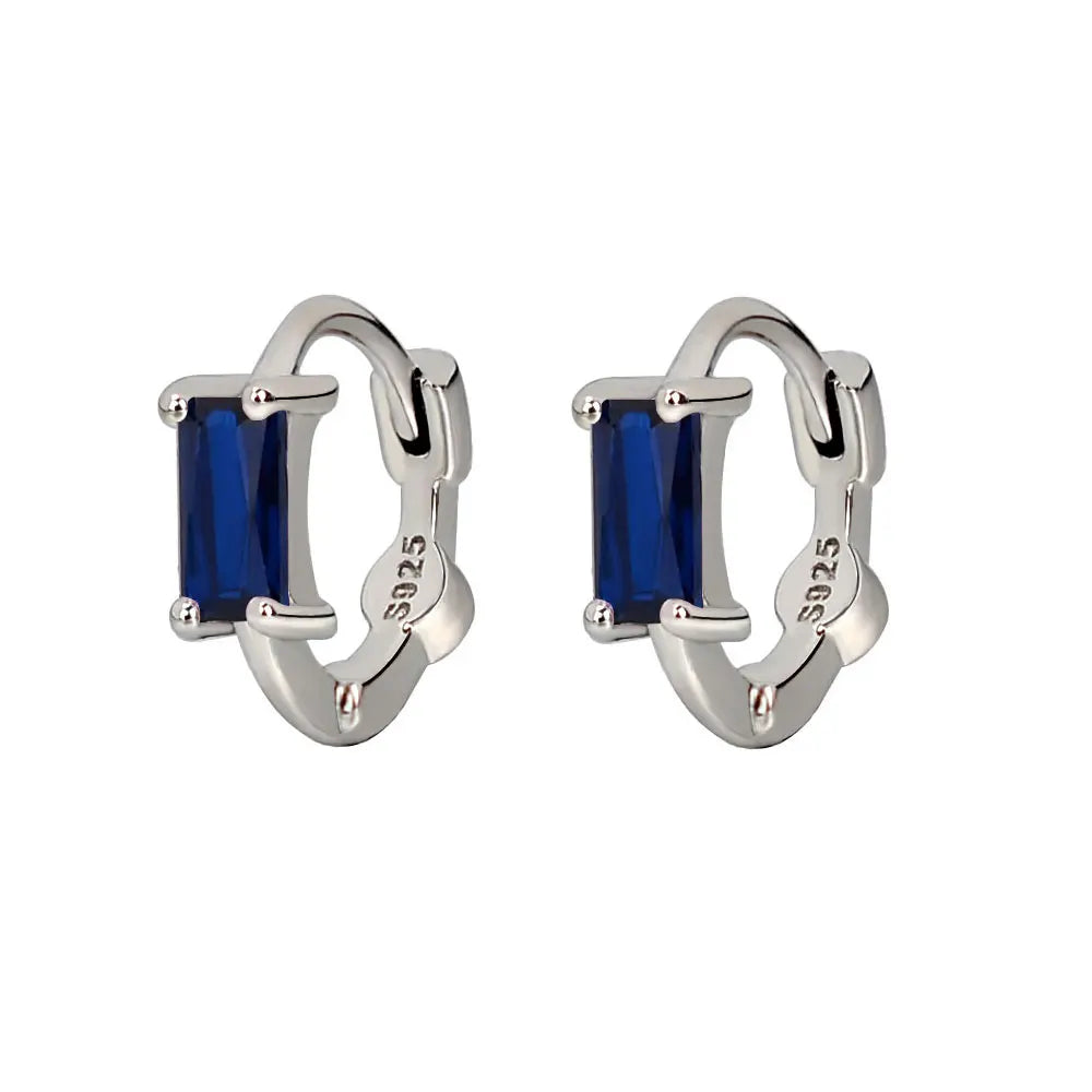 Charmante Huggies Oorringen Set - Kleurrijk Vierkant en Hart Ontwerp in Paars, Wit, Groen, Blauw en Rood - Elegante Kleine Hoopearrings voor Vrouwen en Meisjes, Perfect Trouwringen
