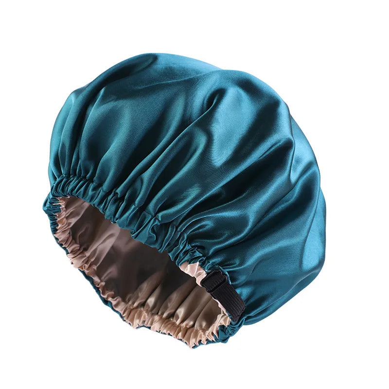 Luxe Satijnen Nachtmuts met Hoofddoek - Extra Grote Zijden Slaapmuts voor Vrouwen om Haar te Beschermen