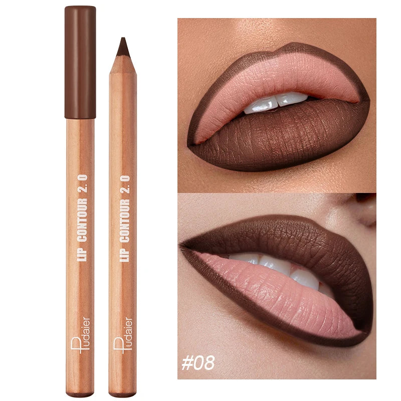 Matte Nude Bruine Lippenpotlood - Waterdicht & Gemakkelijk aan te Brengen, Niet-Plakkerig Lippen Contour Gereedschap voor Perfecte Lippen