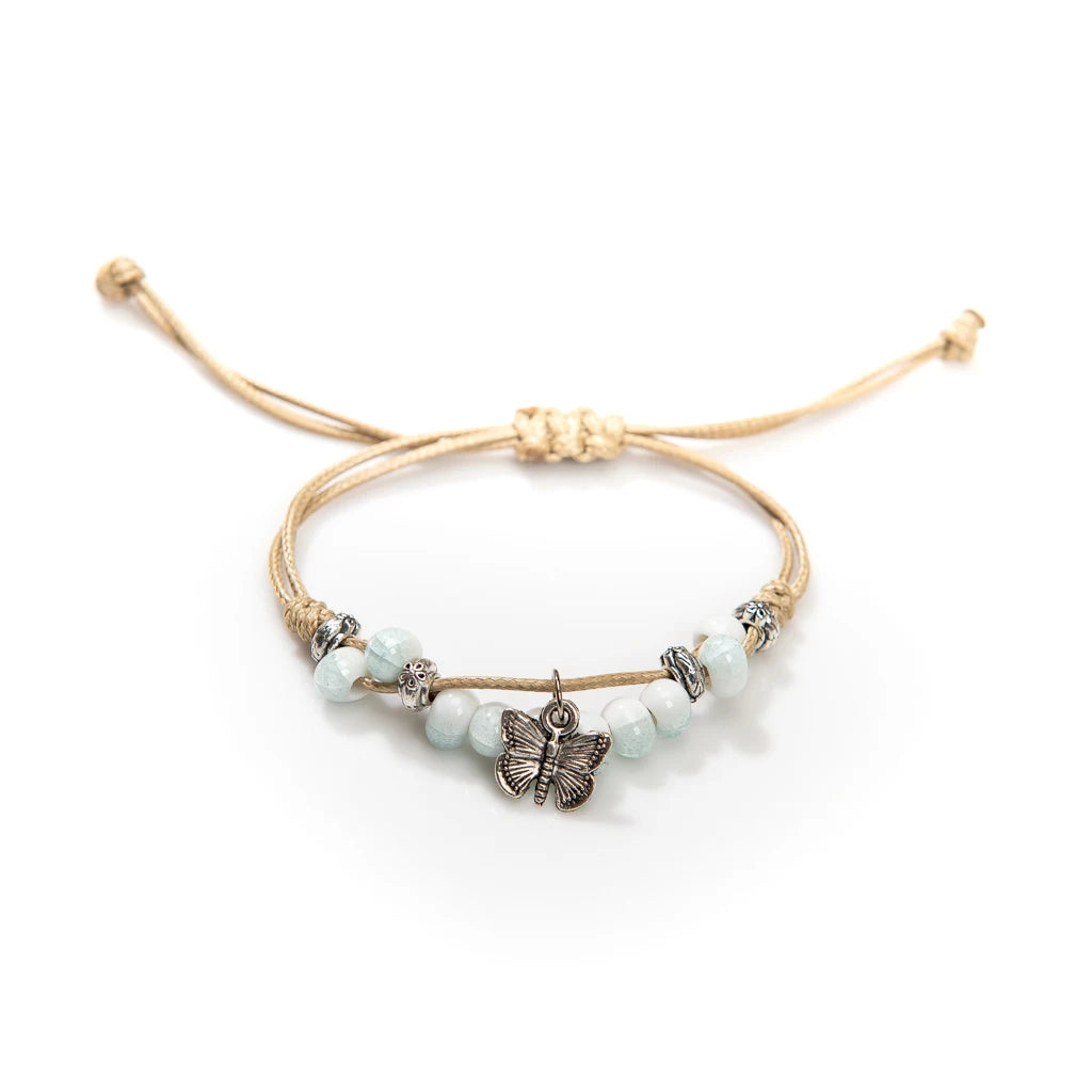 Exquise Handgemaakte Vlinder Keramiek Gebroken IJs Vintage Verstelbare Armband - Bohemian Chic Sieraden op Elastic Band, een Uniek Cadeau Idee! H920
