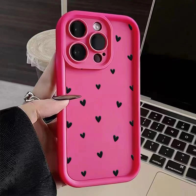 Stijlvolle Matte Hart Motief Telefoonhoes voor iPhone 16, 15, 14 Pro Max, 16E, 13, 12, 11, Mini, 7, 8 Plus, XR, XS Max en SE - Zachte en Schokbestendige Bescherming!