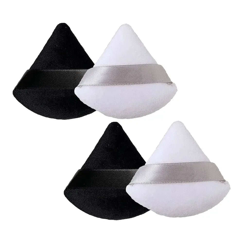 Set van 1 of 2 Zachte Driehoekige Fluwelen Poederpads voor Een Vlekkeloze Make-up Toepassing - Wasbaar, Lichtgewicht en Perfect voor Gezichtspoeder!