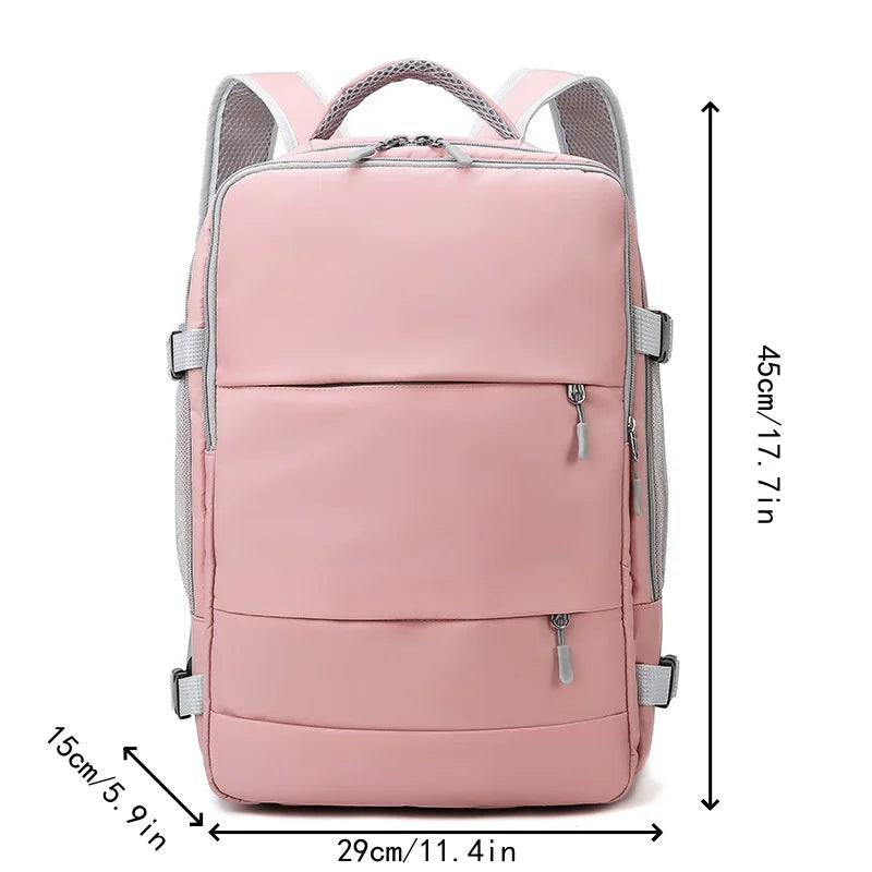 Stijlvolle en Veilige Vrouwen Reisrugzak - Ruim, Waterdicht, Diefstalbestendig Ontwerp met Bagagestrap voor Laptops en Meer!