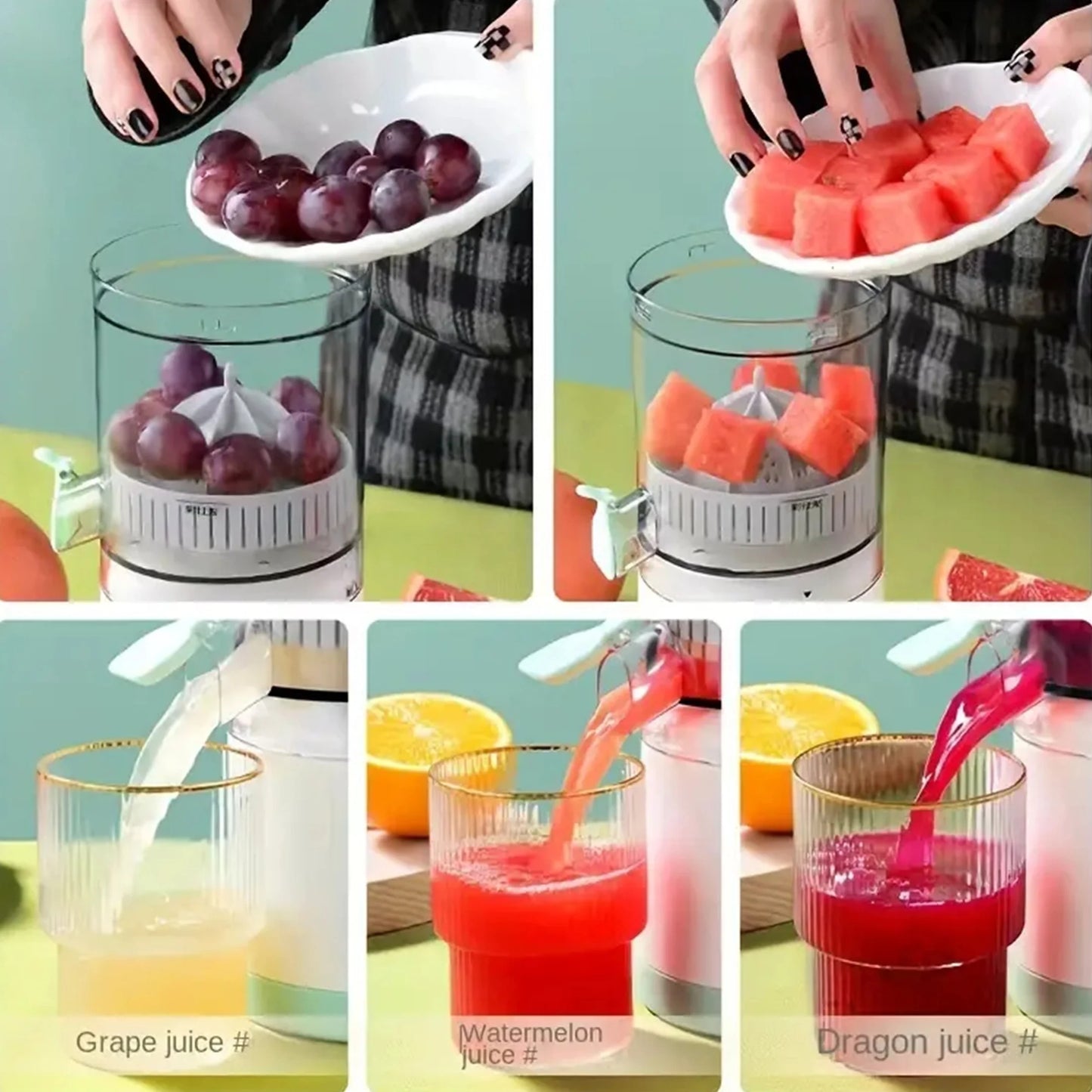 Draadloze Citrus Juicer – Snelle, Moeiteloze Sapextractie van Sinaasappels & Citroenen