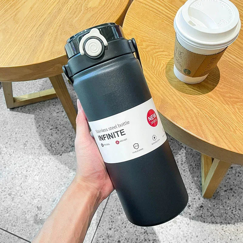 Extra-grote 1L/1.2L Geïsoleerde Thermosfles met Rietje - Stijlvolle RVS Thermische Waterfles voor Heet en Koud Drank, Vacuümfles en Thermosbeker