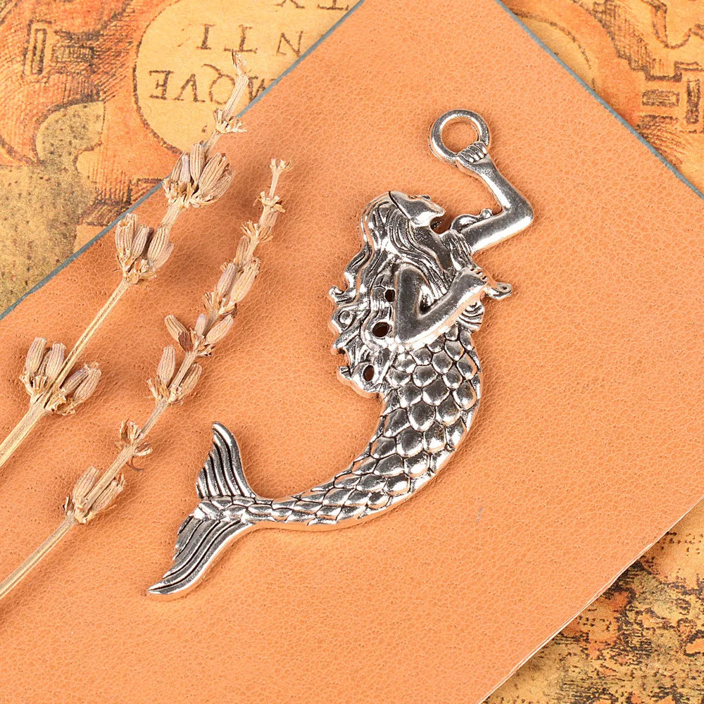 Large Mermaid Charms for Jewelry Making Zinc Alloy Pendant 76mm DIY Necklaces Bracelets Ocean Craft Supplies
