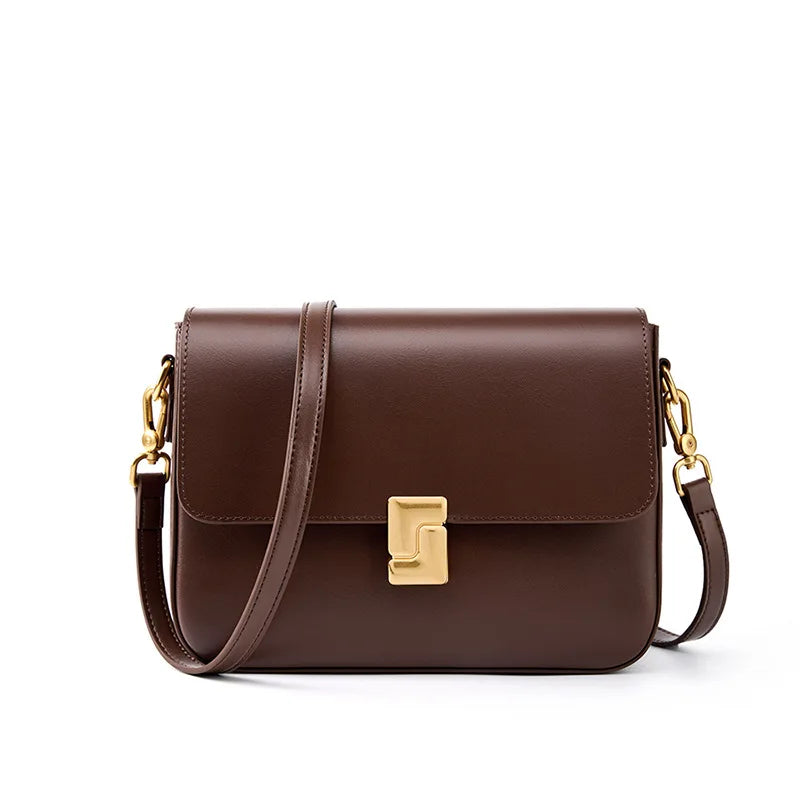 Stijlvolle Dames Echt Leren Schoudertas - Premium Rundslederen Crossbody Essentials