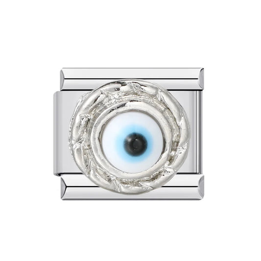 Italian Charm Evil Eye Link 9mm Stainless Steel Devil Eye Y2K Bracelet Jewelry Making Supply