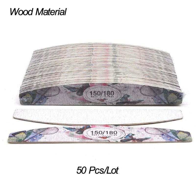 50-delige Premium Houten Vijlset - Multi-grit Houten Manicure Polijstgereedschap voor Perfecte Nagels (100/120/150/180/240)