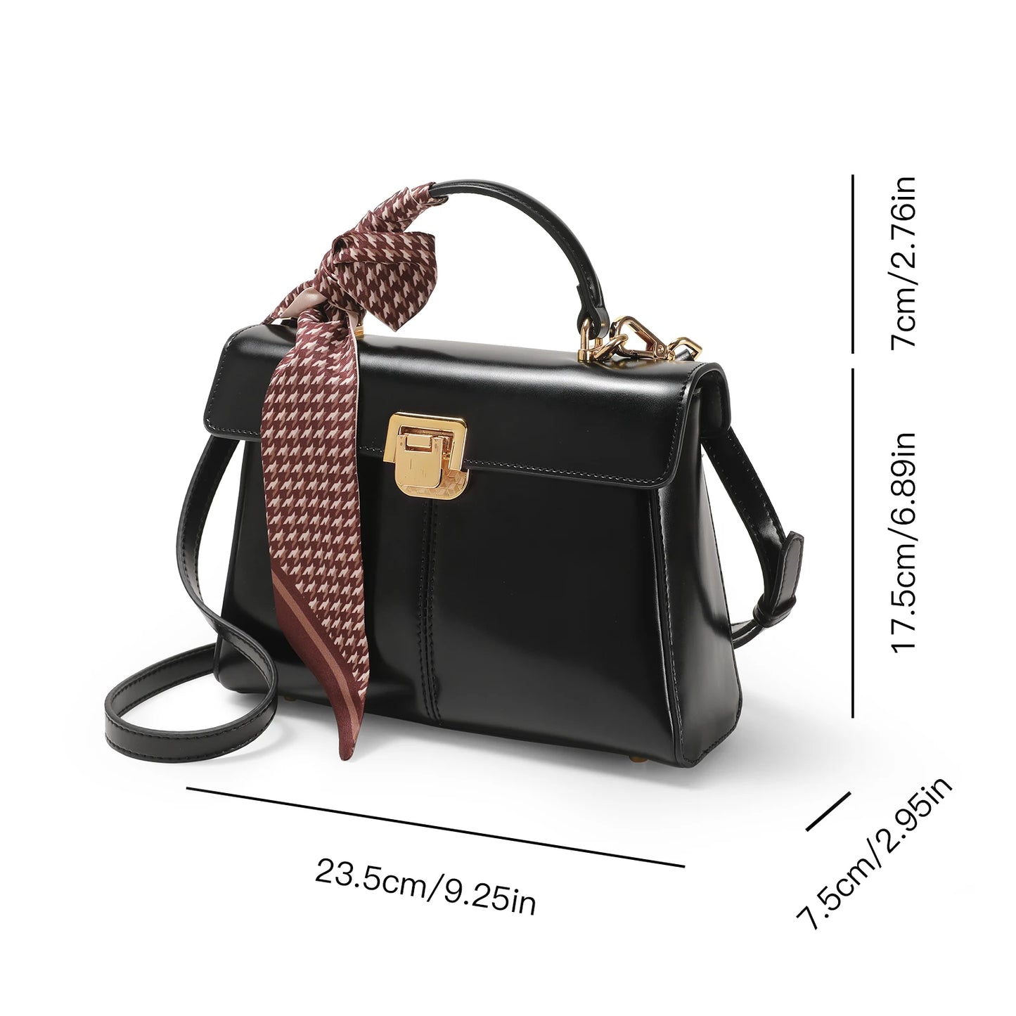 Chic & Veelzijdige ITAMOOD Echt Leren Handtas: Luxe Dames Schoudertas met Stylish Sjaal Detail