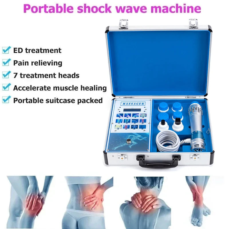 Ultieme Spiermassager met 7 Veelzijdige Koppen - Shockwave Therapie Apparaat voor ED Behandeling en Pijnverlichting - Geavanceerd Ballistisch Fysiotherapie Hulpmiddel