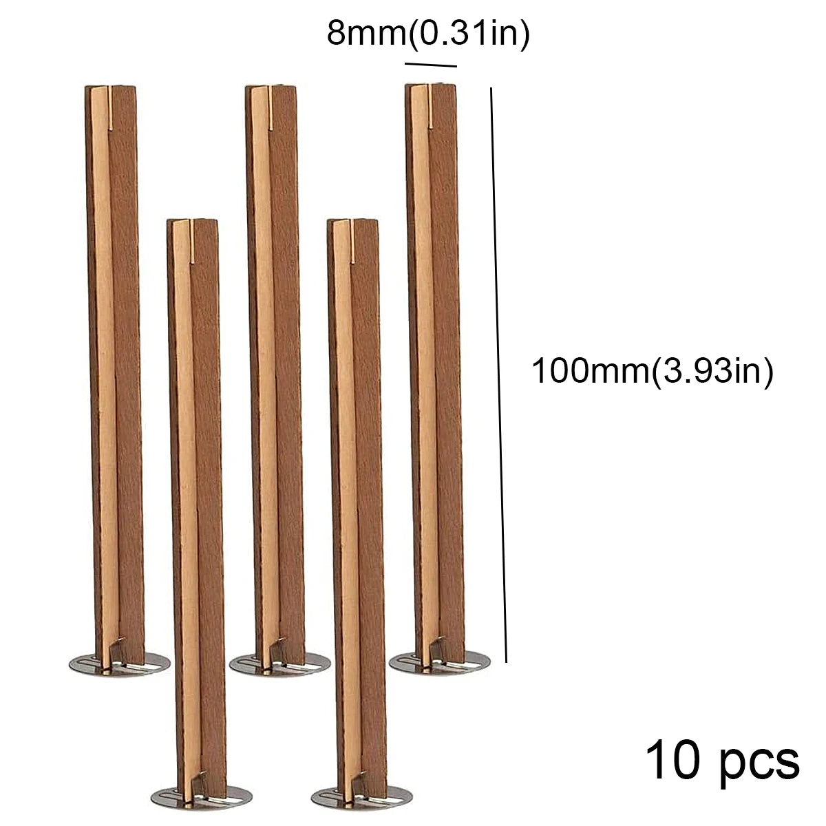 Cross Wooden Candle Wicks with Metal Clips Smokeless Wood Wick Cores for DIY Jar Candle Making